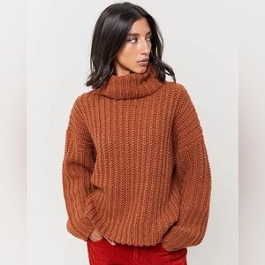 NWOT J.O.A. Brown | Rust Orange Oversized Turtleneck Sweater Sz Large